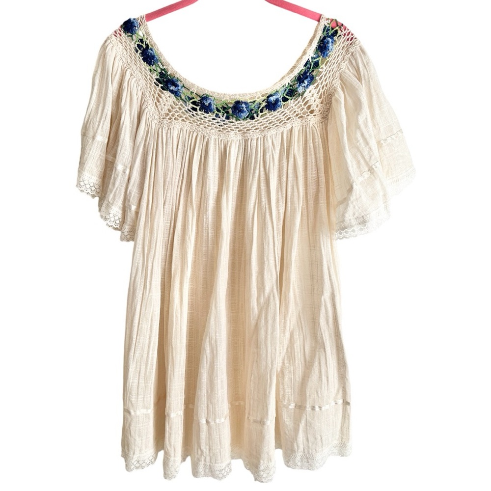 Madewell The Curatorial Department Top Vintage Nantu Tamia Crochet Collar Ivory
